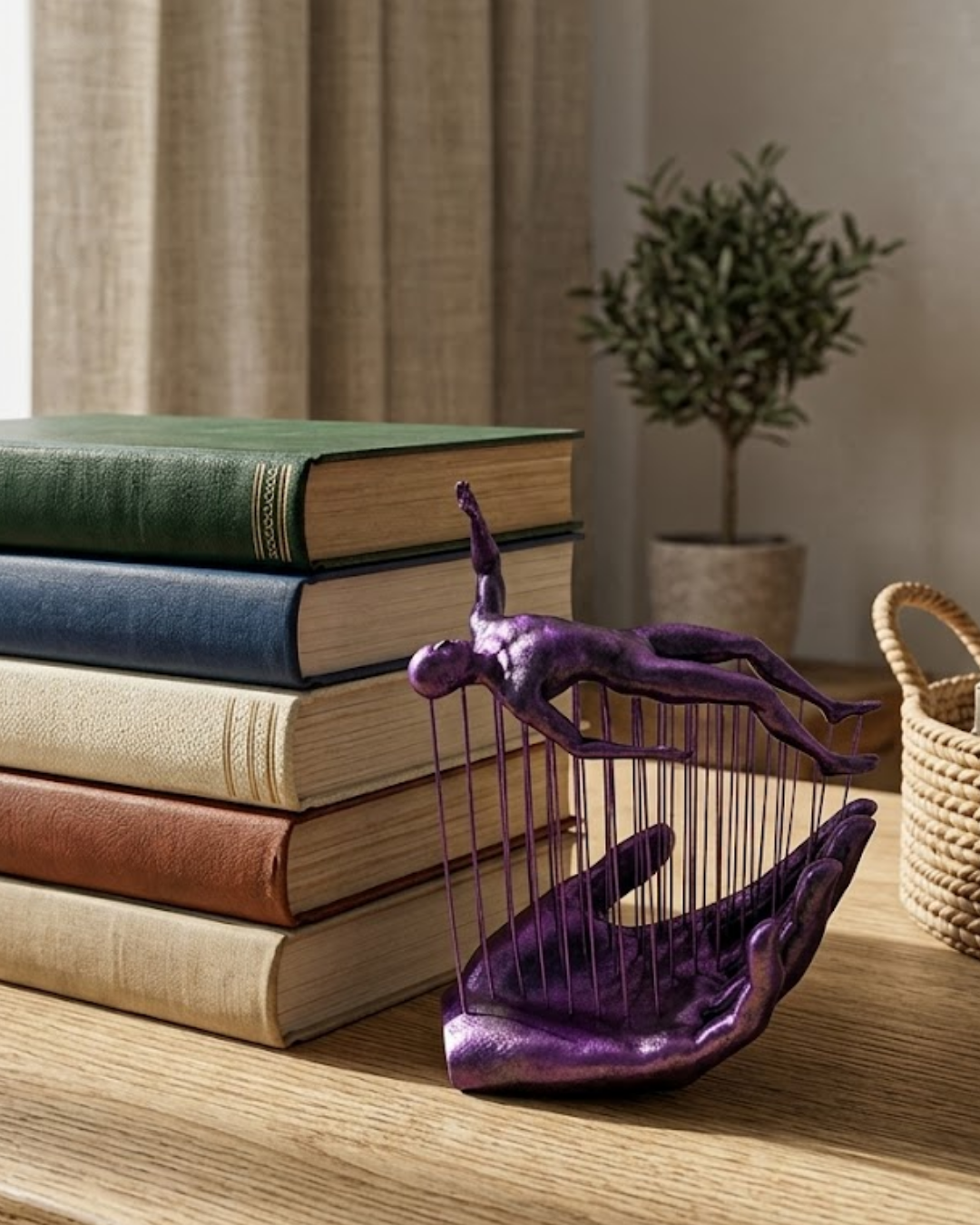 3D Mor İnsan Figürü Dekoratif Duvar ve Masa Üstü Sanat Objesi