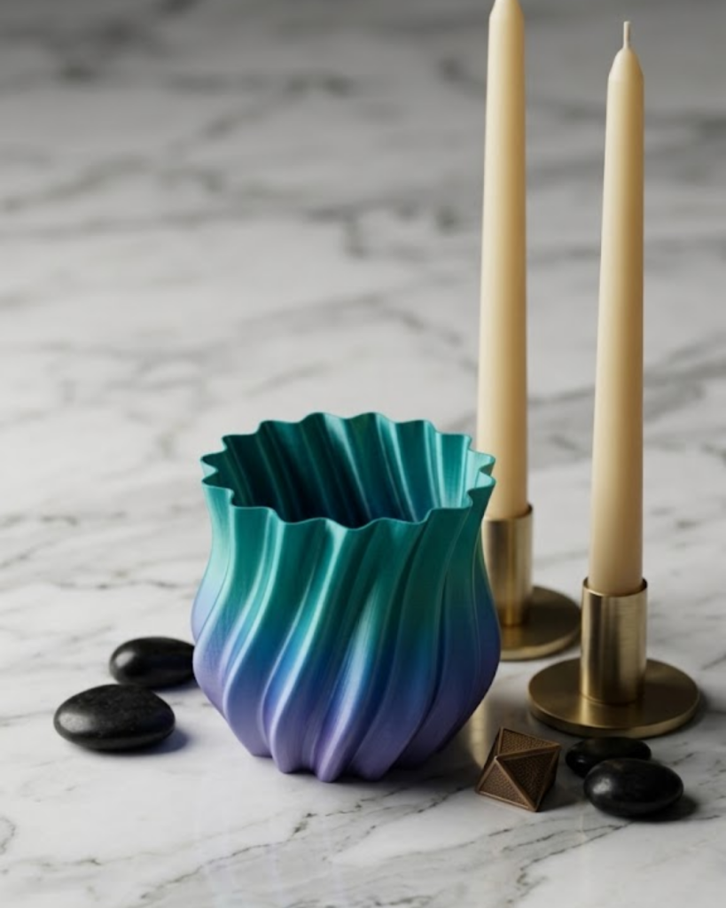 3D KIVRIMLI VAZO MAVİ