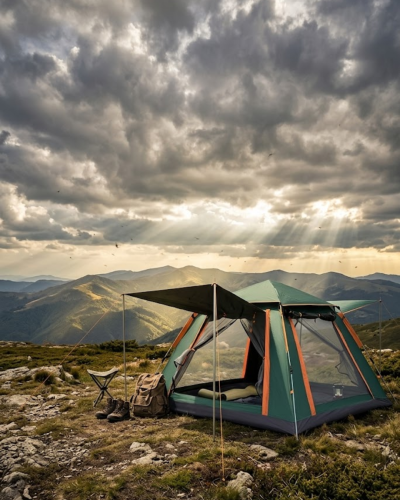 Otomatik Kamp Çadırı 240x210 cm Gölgelikli Kolay Kurulum Aile Çadırı