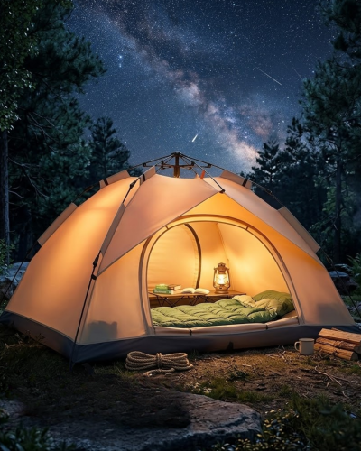 Çift Katmanlı Kamp Çadırı Otomatik Kurulum Suya Dayanıklı Outdoor Çadır