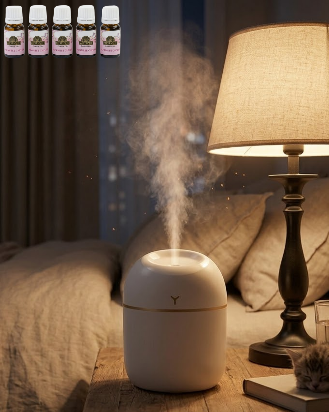 Araç ve Ofis İçin Mini Nemlendirici 5 Esans Hediyeli USB LED Işıklı Buhar Makinesi