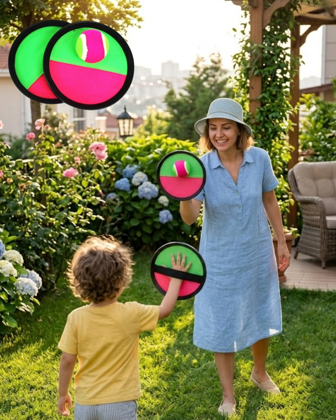 Çocuklar İçin At Tut Oyunu Cırtlı Raket Seti Koordinasyon Geliştirici