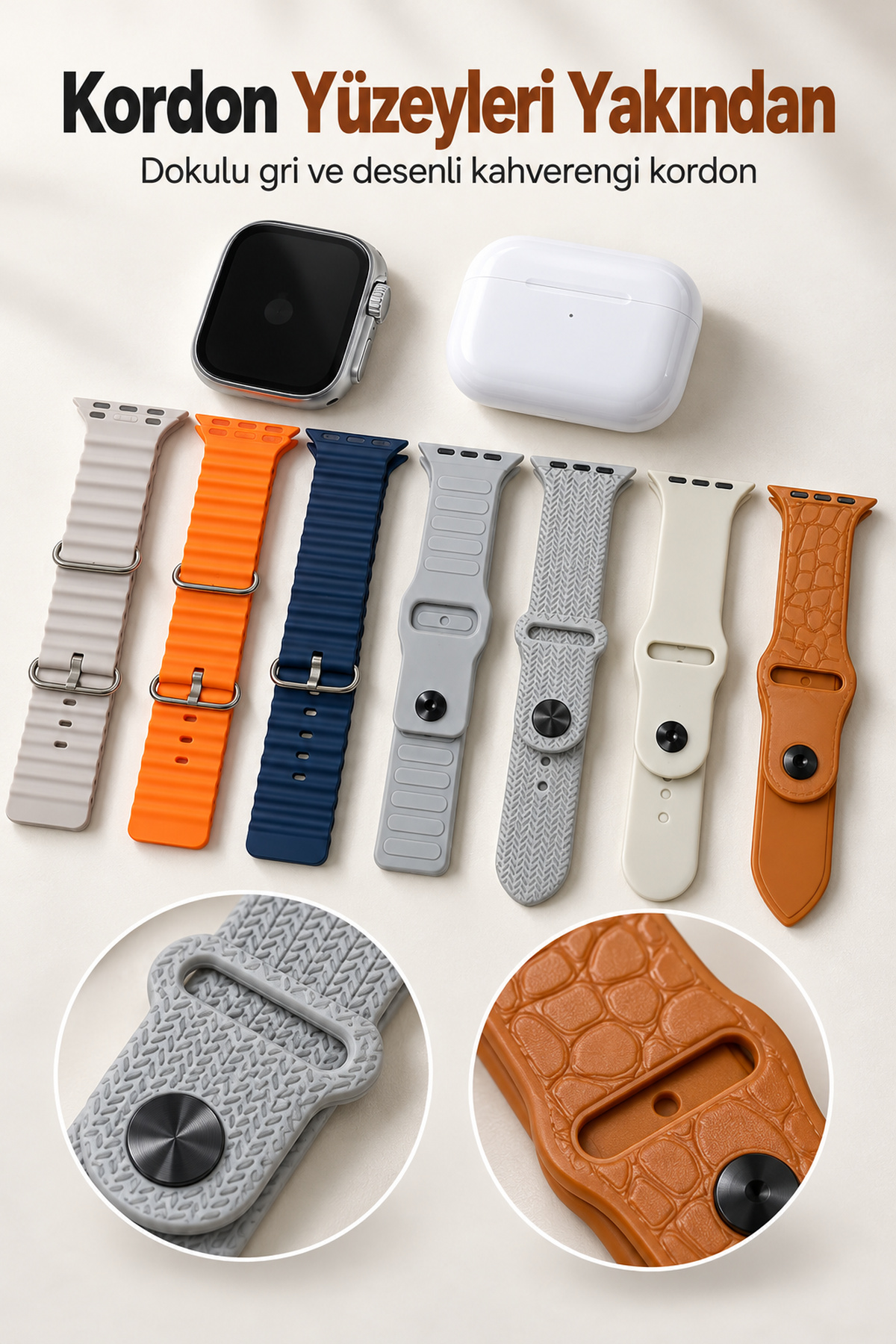 Akıllı Saat Bluetooth Aramalı ve 7 Kordonlu Set