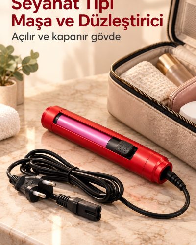 Düz ve Dalgalı Saçlar İçin Seyahat Tipi Maşa ve Düzleştirici